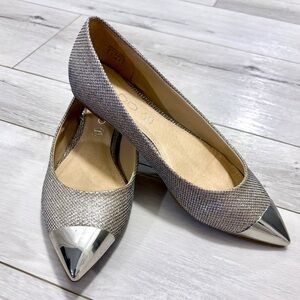 Aldo Shimmering Silver Pointed Flats